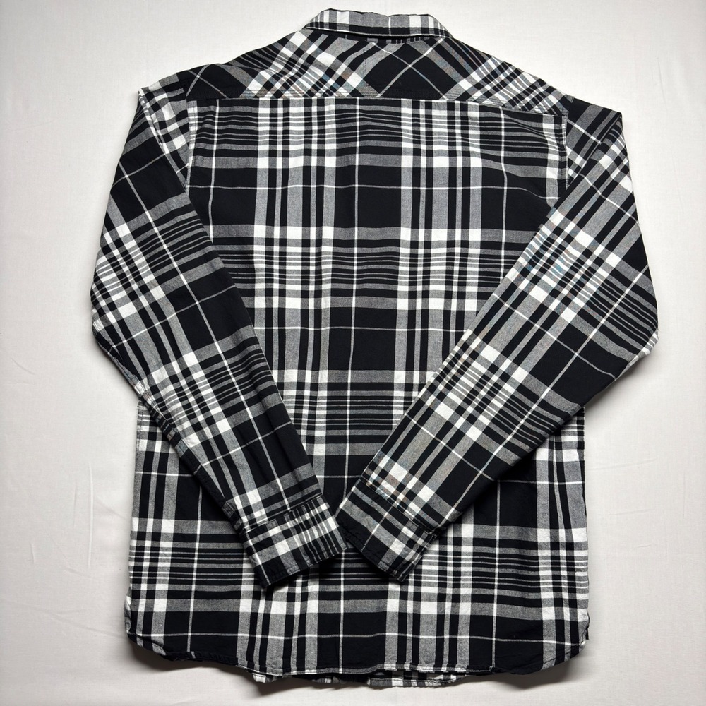 Levis Mens XL Black White Plaid Long Sleeve Button Down Shirt Flannel - Picture 8 of 8